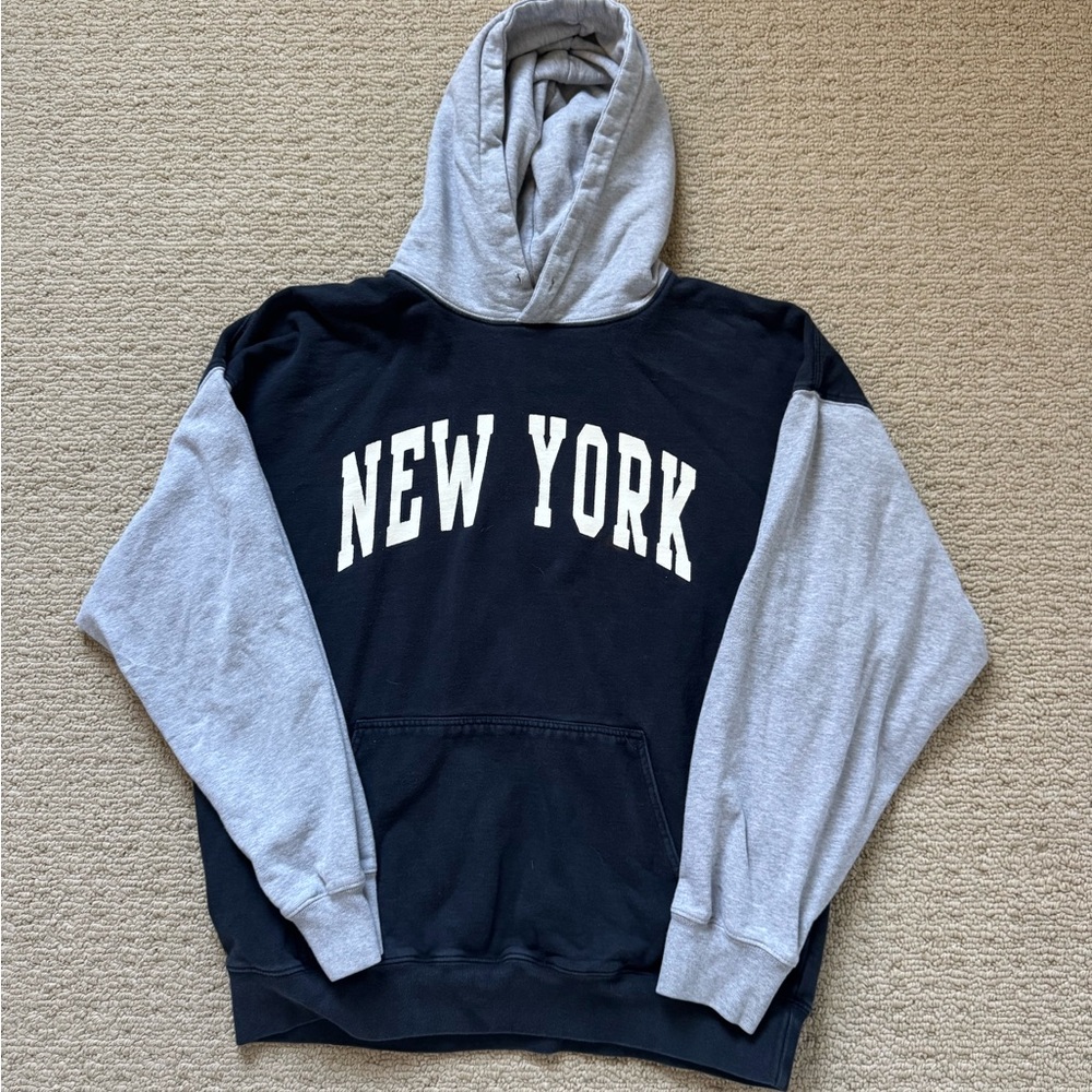 John Galt Pacsun New York Navy and Gray Hoodie